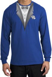 Tuxedo T-shirt Long Sleeve With White Flower - Royal Blue Tuxedo T-shirt Long Sleeve With White Flower - Royal Blue