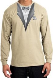 Tuxedo T-shirt Long Sleeve With White Flower - Sand Tuxedo T-shirt Long Sleeve With White Flower - Sand