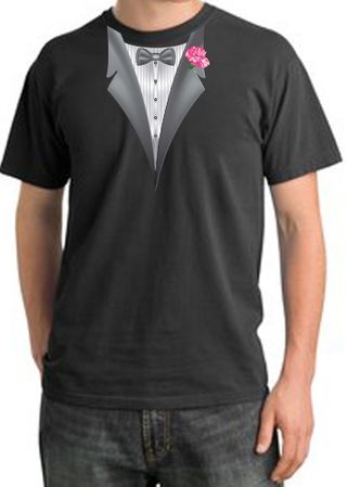 Tuxedo T-shirt Pigment Dyed With Pink Flower - Dark Smoke