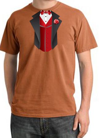 Tuxedo T-shirt Pigment Dyed With Red Vest - Burnt Orange