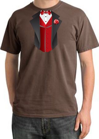 Tuxedo T-shirt Pigment Dyed With Red Vest - Chestnut