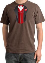 Tuxedo T-shirt Pigment Dyed With Red Vest - Chestnut Tuxedo T-shirt Pigment Dyed With Red Vest - Chestnut