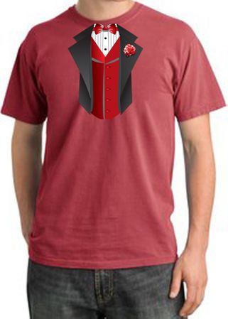 Tuxedo T-shirt Pigment Dyed With Red Vest - Dashing Red