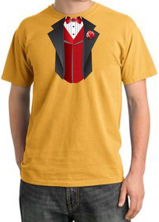 Tuxedo T-shirt Pigment Dyed With Red Vest - Mustard