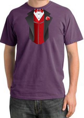 Tuxedo T-shirt Pigment Dyed With Red Vest - Plum