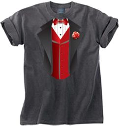 Tuxedo T-shirt Pigment Dyed With Red Vest - Smoke Tuxedo T-shirt Pigment Dyed With Red Vest - Smoke
