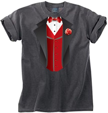 Tuxedo T-shirt Pigment Dyed With Red Vest - Smoke