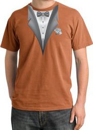 Tuxedo T-shirt Pigment Dyed With White Flower - Burnt Orange