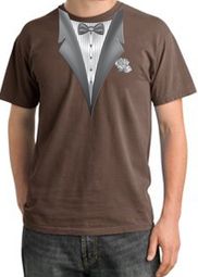 Tuxedo T-shirt Pigment Dyed With White Flower - Chestnut