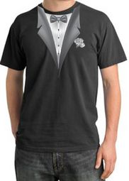 Tuxedo T-shirt Pigment Dyed With White Flower - Dark Smoke