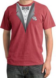 Tuxedo T-shirt Pigment Dyed With White Flower - Dashing Red