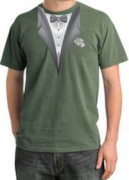 Tuxedo T-shirt Pigment Dyed With White Flower - Olive