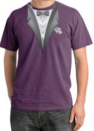 Tuxedo T-shirt Pigment Dyed With White Flower - Plum