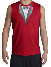 Tuxedo T-Shirt Shooter with Pink Flower - Red