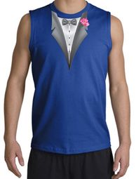 Tuxedo T-Shirt Shooter with Pink Flower - Royal Blue