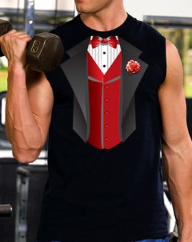 Tuxedo T-Shirt Shooter With Red Vest - Black