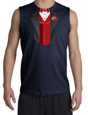 Tuxedo T-Shirt Shooter With Red Vest - Navy