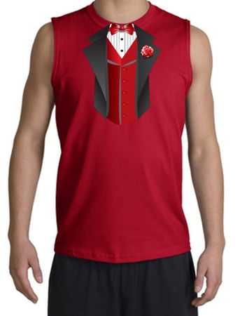 Tuxedo T-Shirt Shooter With Red Vest - Red