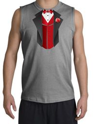 Tuxedo T-Shirt Shooter With Red Vest - Sports Grey