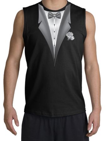 Tuxedo T-Shirt Shooter With White Flower - Black