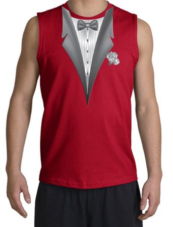 Tuxedo T-Shirt Shooter With White Flower - Red