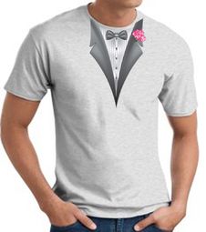 Tuxedo T-shirt With Pink Flower - Ash