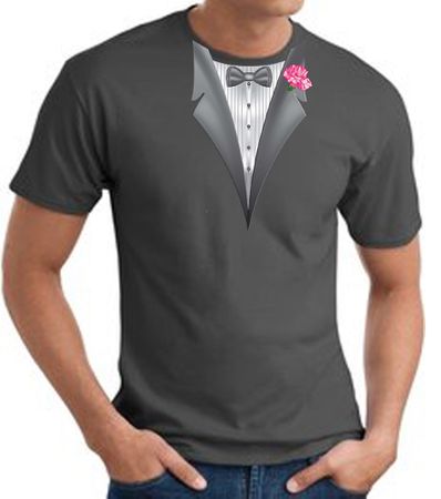 Tuxedo T-shirt With Pink Flower - Charcoal