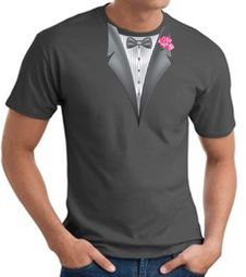Tuxedo T-shirt With Pink Flower - Charcoal