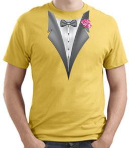 Tuxedo T-shirt With Pink Flower - Daffodil Yellow