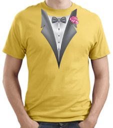 Tuxedo T-shirt With Pink Flower - Daffodil Yellow