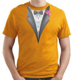 Tuxedo T-shirt With Pink Flower - Gold