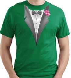 Tuxedo T-shirt With Pink Flower - Kelly Green