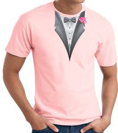 Tuxedo T-shirt With Pink Flower - Pale Pink
