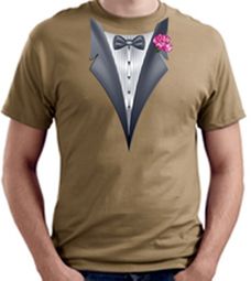 Tuxedo T-shirt With Pink Flower - Sand