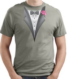 Tuxedo T-shirt With Pink Flower Stonewashed Green Shirt