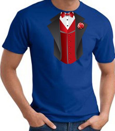 Tuxedo T-Shirt With Red Vest - Royal Blue