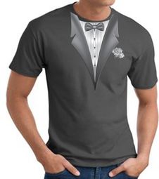 Tuxedo T-Shirt With White Flower - Adult