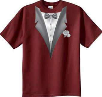 Tuxedo T-shirt With White Flower - Cardinal Red