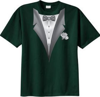 Tuxedo T-shirt With White Flower - Dark Green