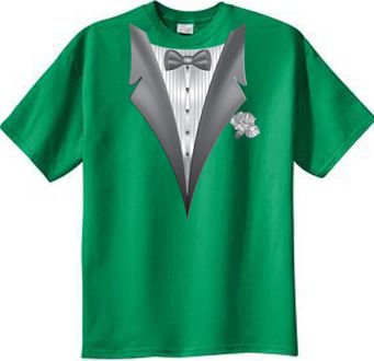 Tuxedo T-shirt With White Flower - Kelly Green