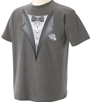 Tuxedo T-shirt With White Flower - Mineral Color