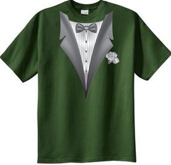 Tuxedo T-shirt With White Flower - Olive Green