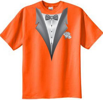 Tuxedo T-shirt With White Flower - Orange