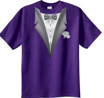 Tuxedo T-shirt With White Flower - Purple