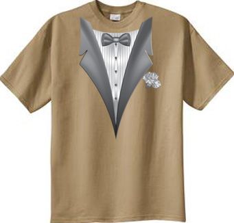Tuxedo T-shirt With White Flower - Sand