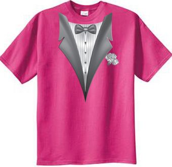 Tuxedo T-shirt With White Flower - Sangria