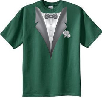 Tuxedo T-shirt With White Flower - Spruce Color