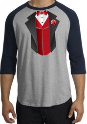 Tuxedo T-shirts Raglan With Red Vest