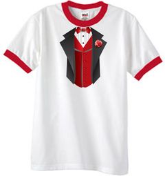 Tuxedo T-Shirts Ringer With Red Vest