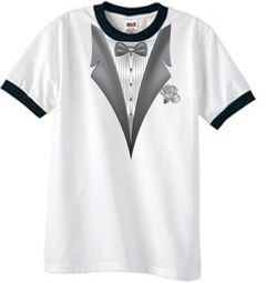 Tuxedo T-Shirts Ringer with White Flower